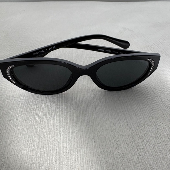 Swarovski Y2K Black Cat-Eye Sunglasses w/ Crystal Accents | Early 2000s main image 6